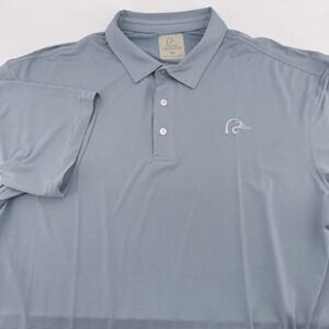 Ducks Unlimited Mens XL Blue Striped Performance Polo Shirt Stretch Short Sleeve